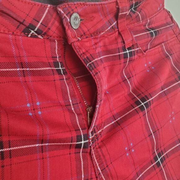 ARIZONA JEAN CO Womens Pants SZ‎ Jr.  7 Plaid Red Soft Y2K Goth Punk Midrise - Picture 6 of 10